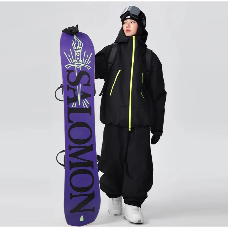 Waterproof Fleece-Lined Hooded Windbreaker Set for Women