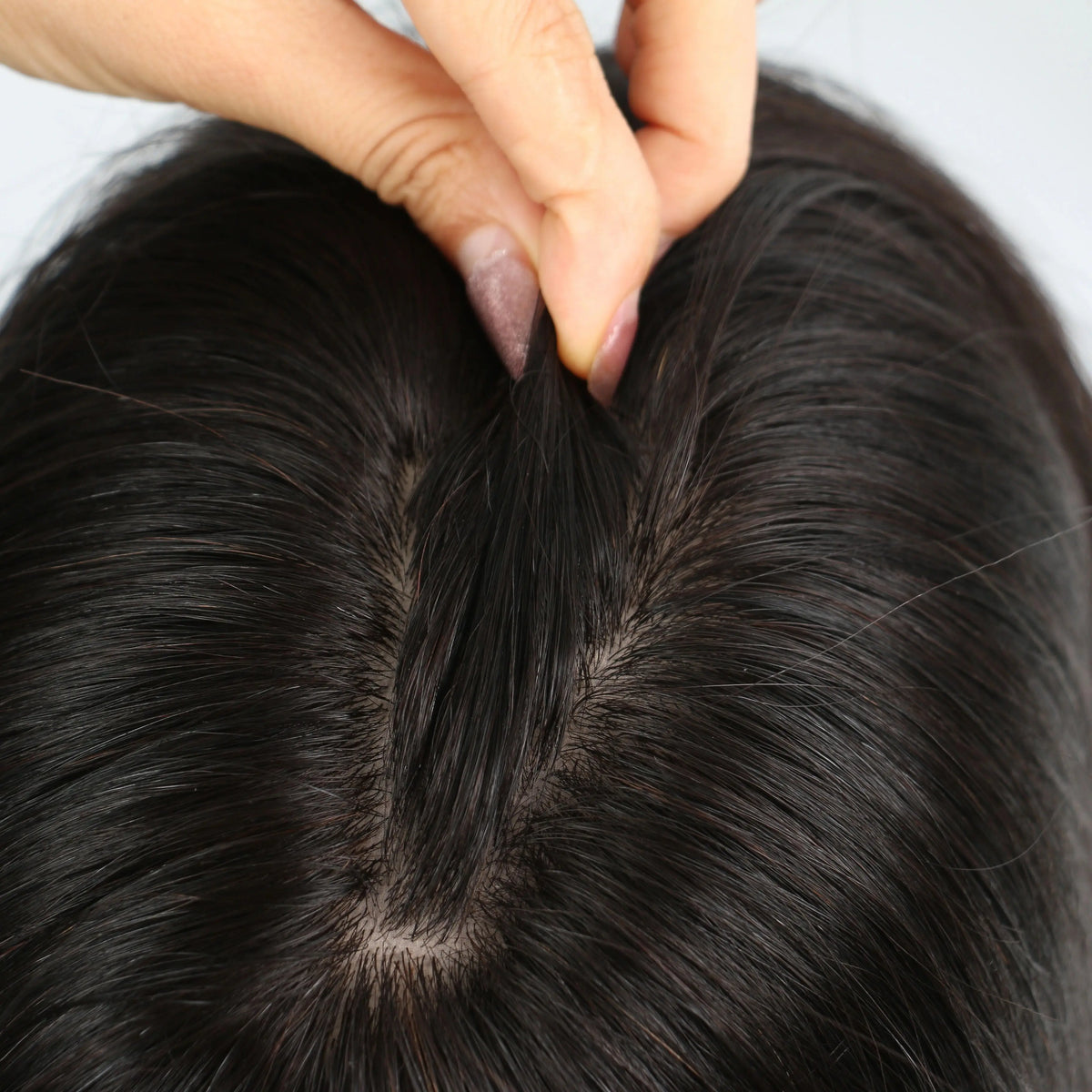 Virgin European Human Hair Silk Base Wig With Air Bangs For Women