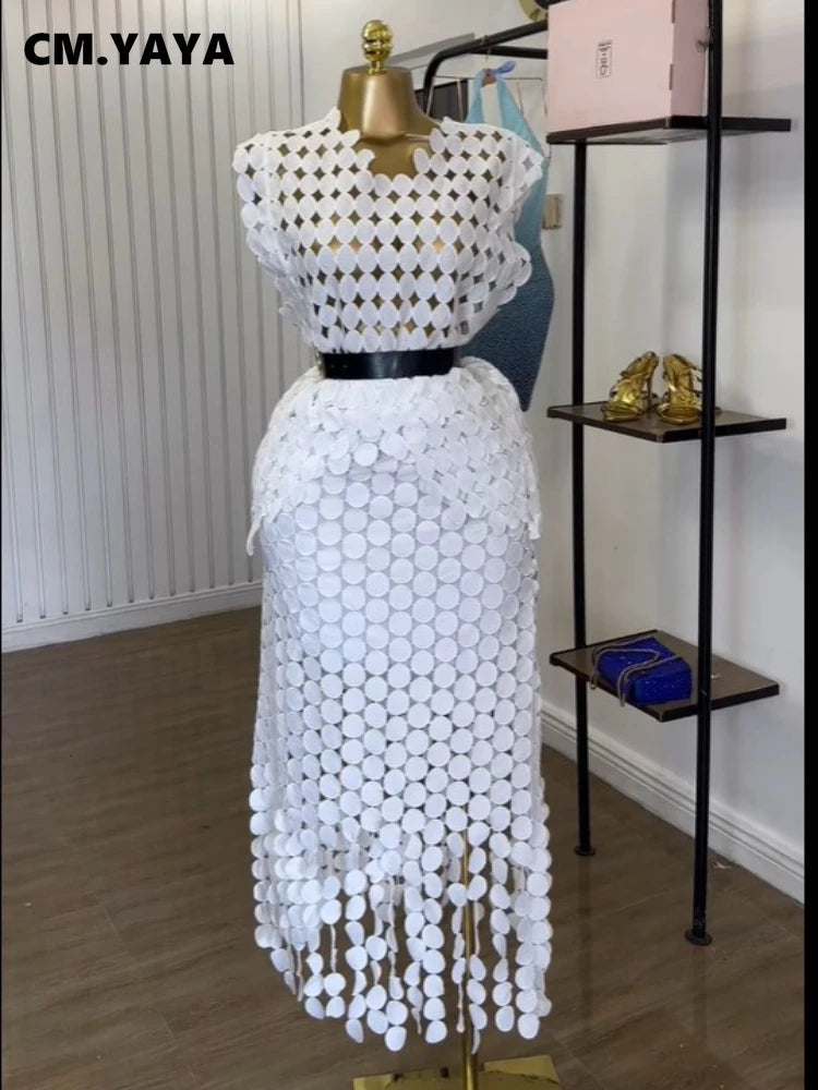 Stylish Cutout Crop Top And Maxi Skirt Two Piece Set for Women