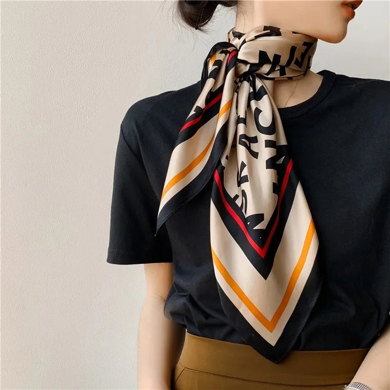 Elegant Art Gallery Style 100% Pure Silk Scarves For Women Soft Thin Striped Mulberry Silk Square Scarf Versatile For Spring Sum