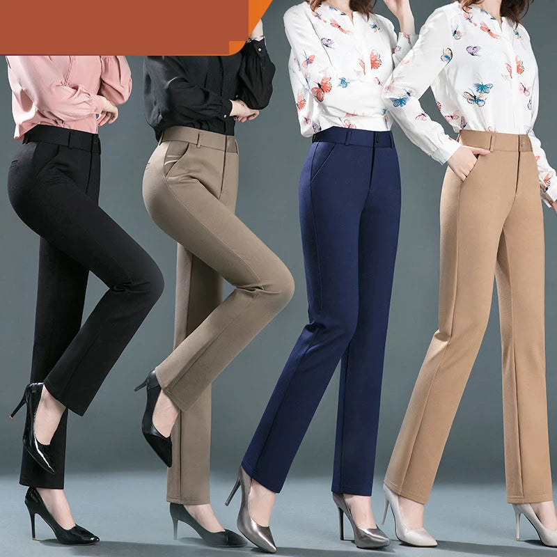 High Waist Straight Leg Relaxed Fit Pants For Women