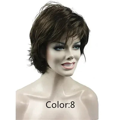 Fluffy Short Straight Layered Blonde Synthetic Wig For Women