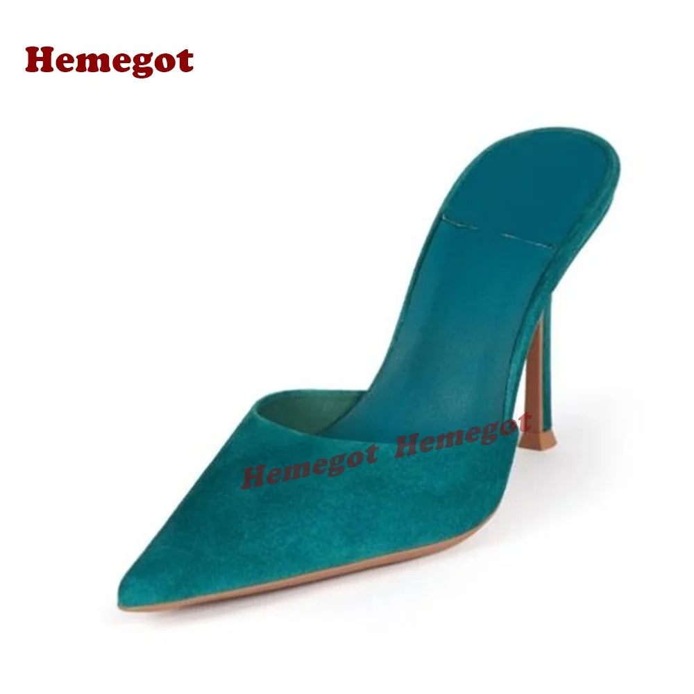 Elegant Blue Suede Pointed Toe Stiletto Heels for Women