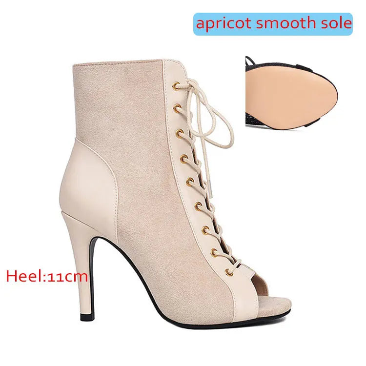 Thin Heel Latin Dance Ankle Boots With Zip for Women