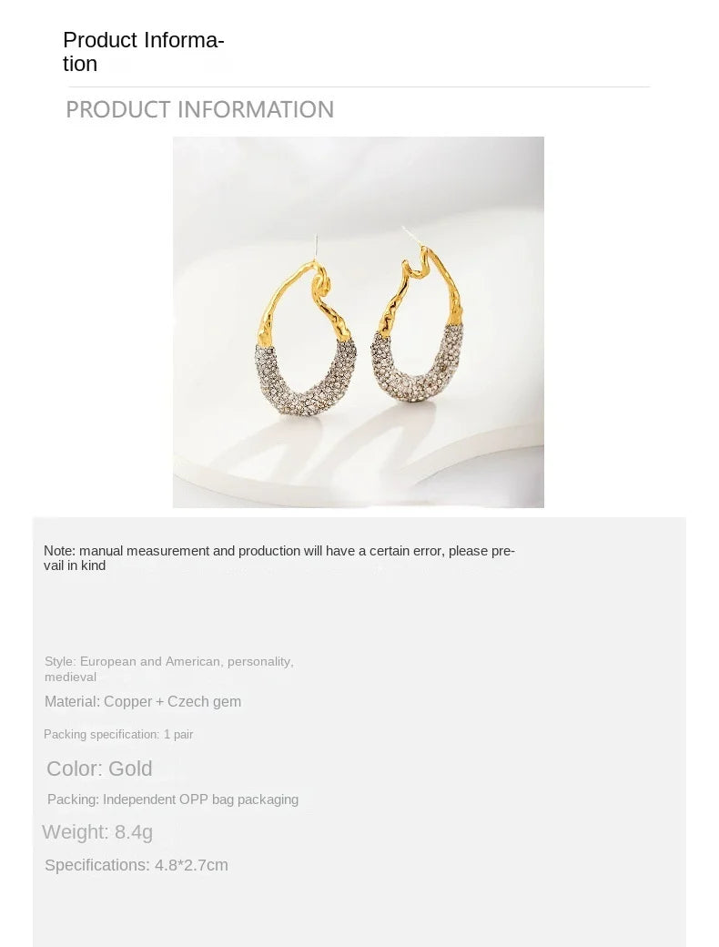 Stylish Geometric Two Tone Copper Stud Earrings for Women