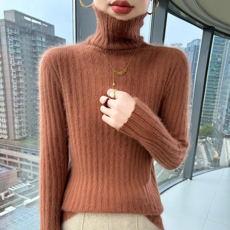 Warm Slim Fit Turtleneck Pullover Sweater for Women