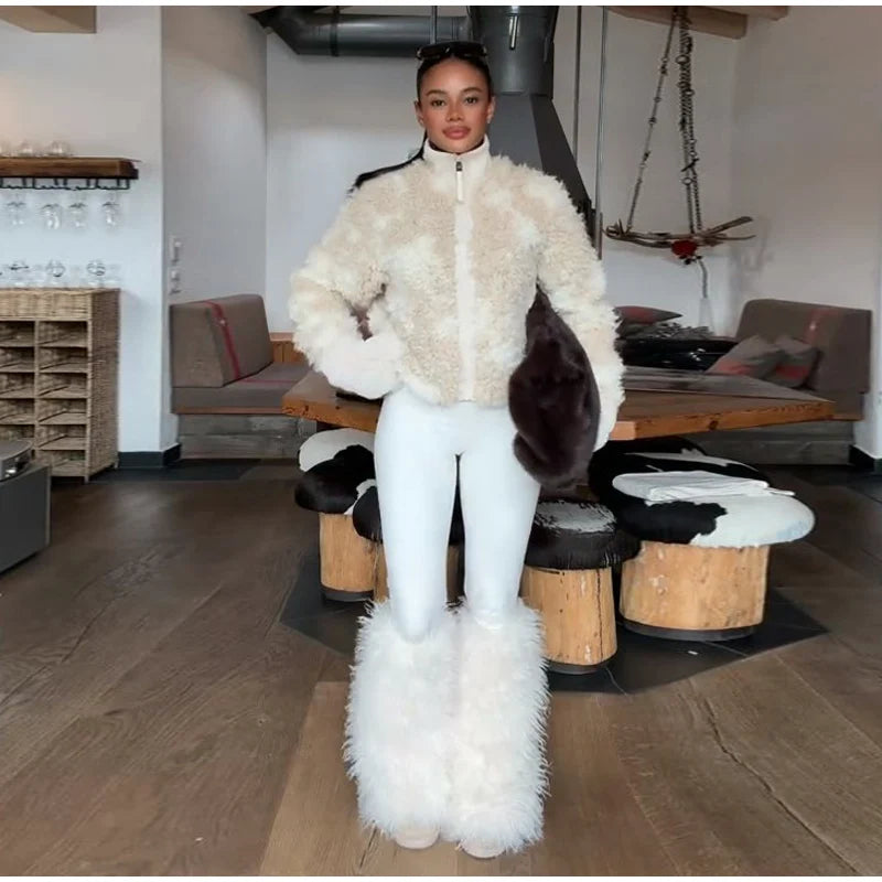 Women's Jumpsuit Loose Stand Collar Thicken Jackets Pants Sets Belt 2 Pieces Female Winter Woman Snowsuit Outfits For Outdoor