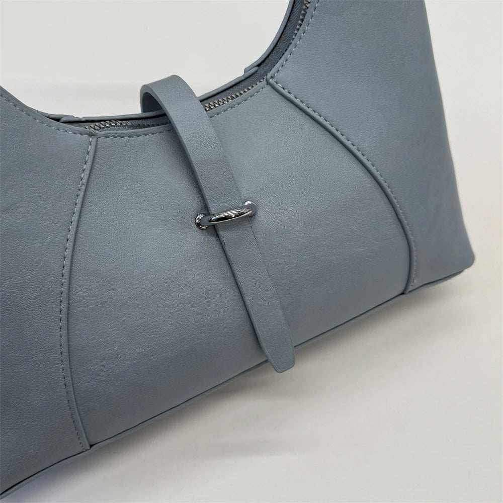 Solid Color Faux Leather Hobo Shoulder Bag for Women