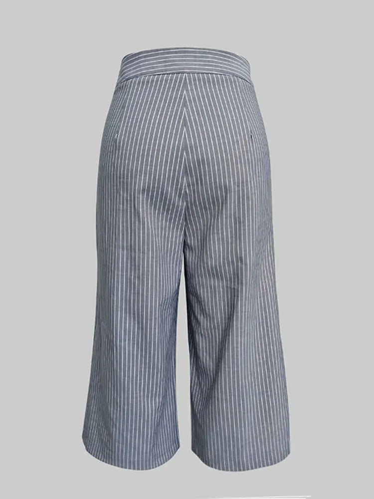 Beautyblue Casual Striped Suit Pants High Waisted Women's Pants 2025 Fashion Stylish Loose Straight Trousers for Business Office
