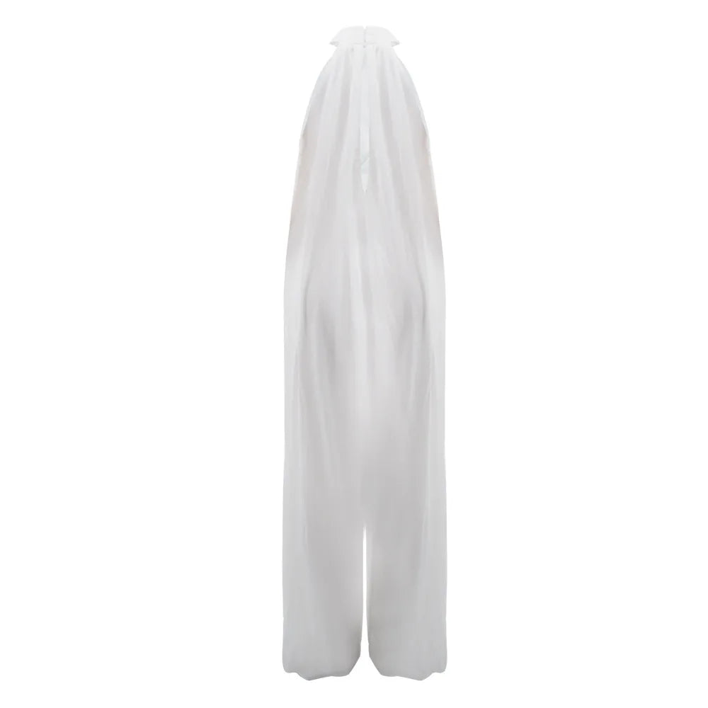 Loose Fit Solid Color Chiffon Ankle Length Jumpsuit for Women