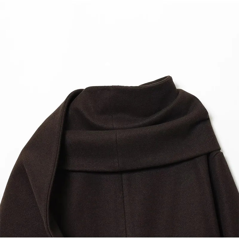 Classic Long Trench Coat With Detachable Scarf for Women