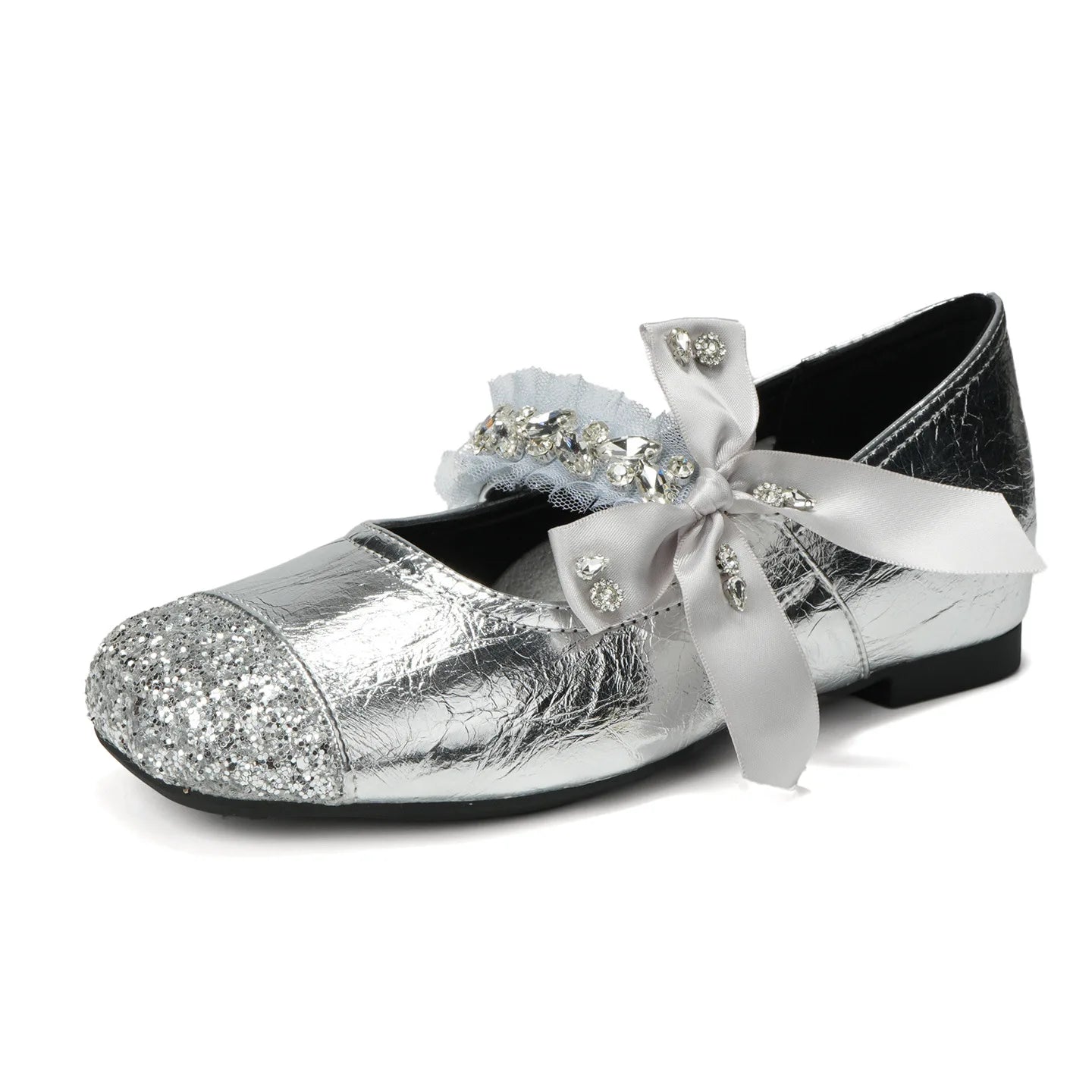 Elegant Rhinestone Bowknot Mary Jane Flats For Women