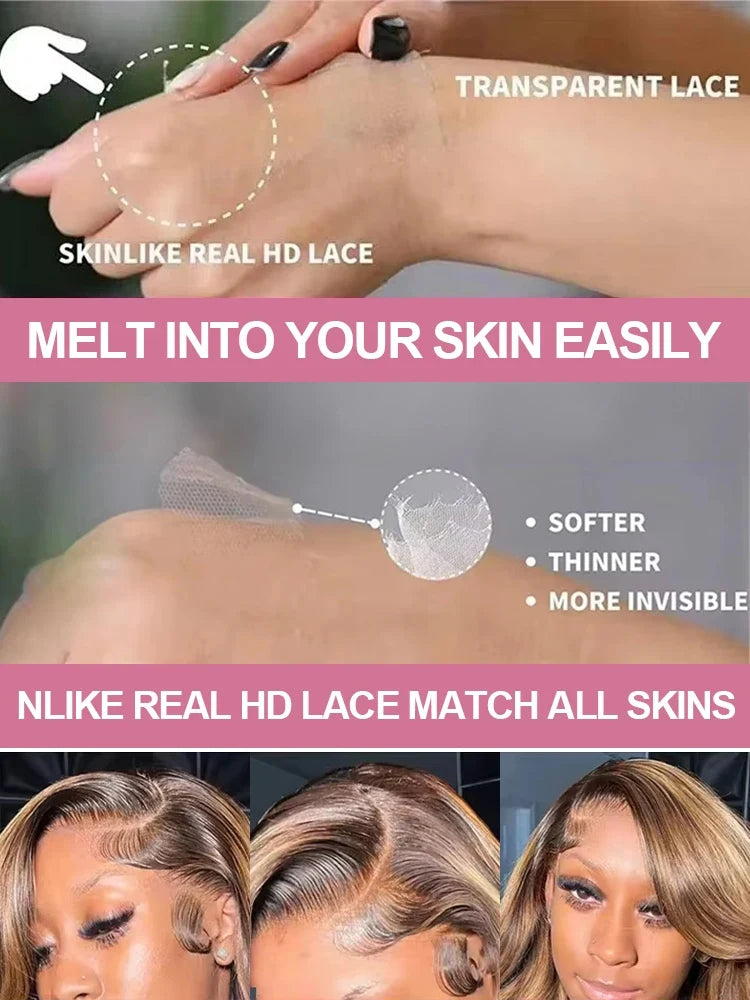 Ombre 1b/4 Colored Glueless Wig Ready To Go 13x6 HD Lace Frontal Wig 13x4 HD Lace Front Human Hair Wigs 5x5 HD Lace Closure Wig