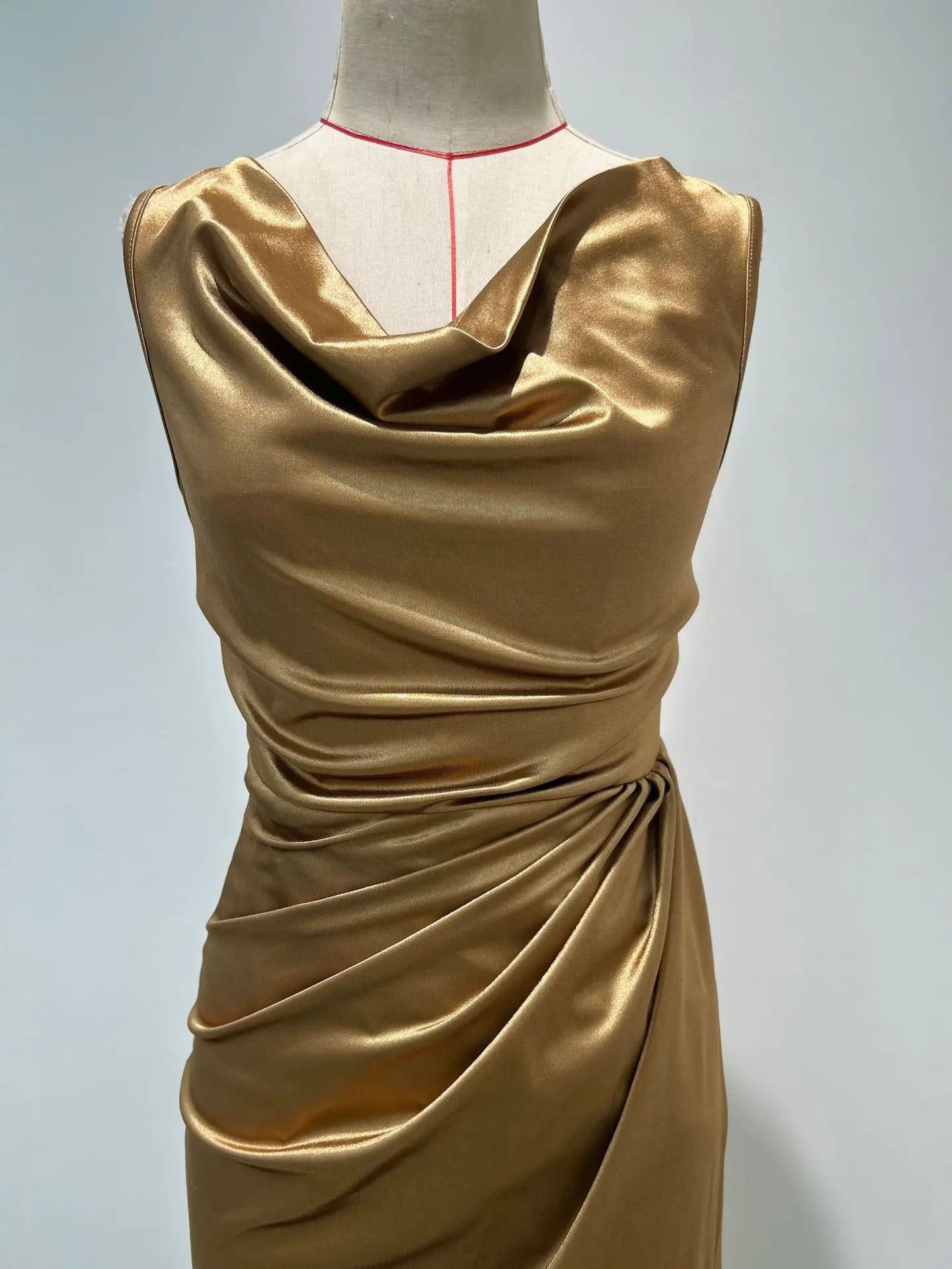Elegant Satin Cowl Neck Sleeveless Maxi Dress for Women