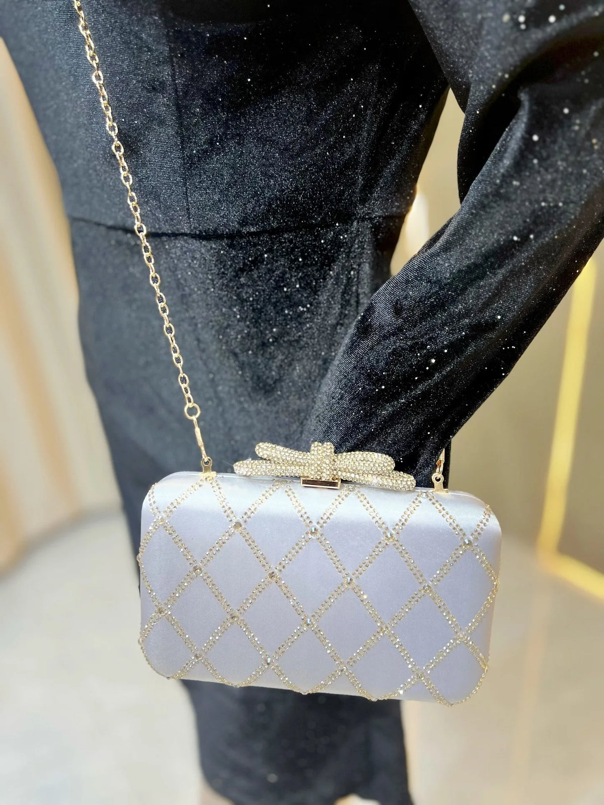 Glitter Rhinestone Clutch Messenger Bag for Women