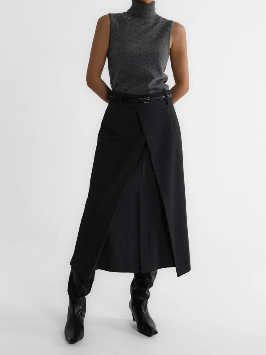 Slim Fit Knit Sleeveless Turtleneck Tank Top for Women