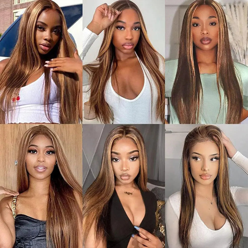 Ombre Straight Human Hair Lace Front Wig for Women