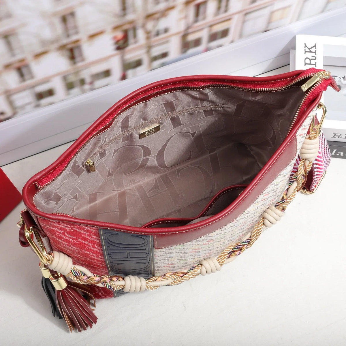 Textured Letter Print Tote And Crossbody Bag for Women