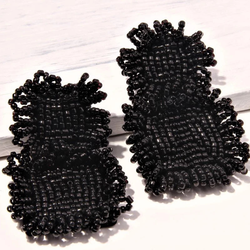 Bohemian Beaded Square Fringe Drop Earrings for Women