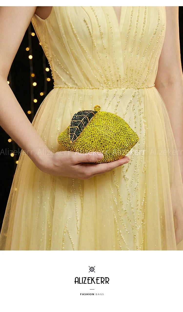 Elegant Lemon Shaped Diamond Evening Bag for Women