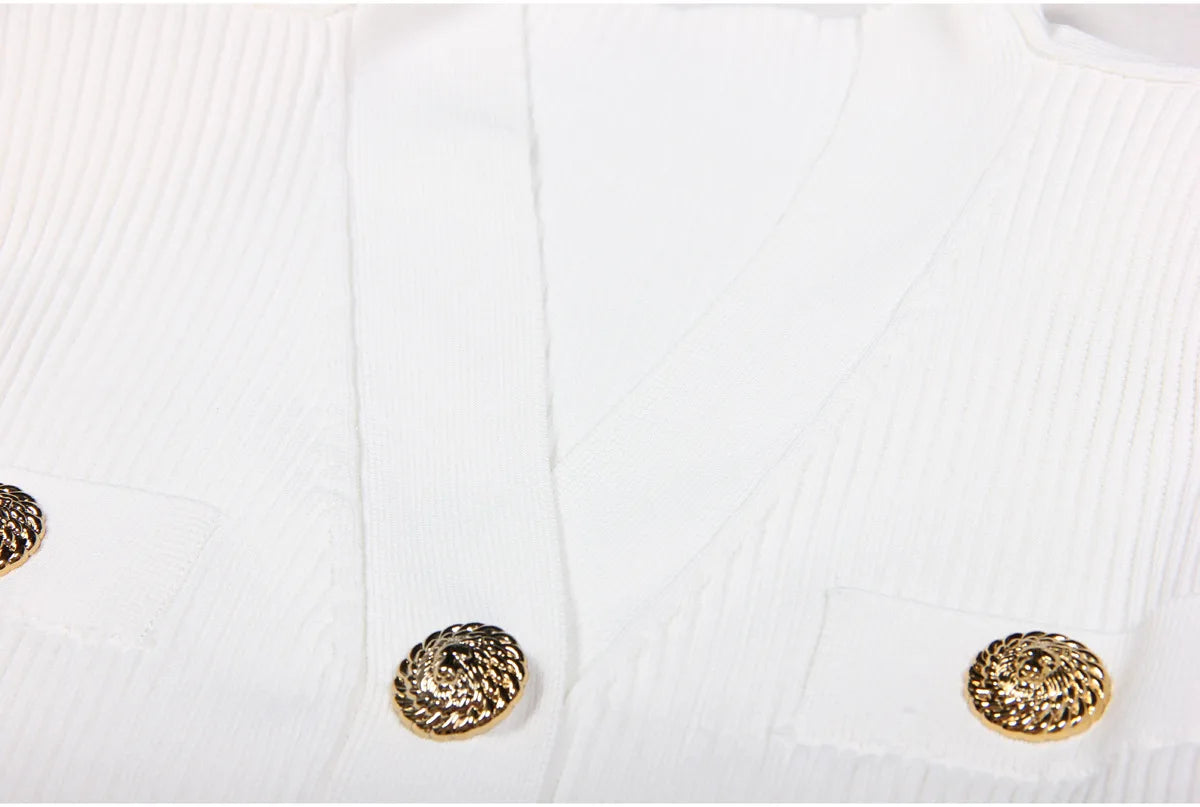 High-end Spring and Autumn New Fashion Women's Knitted Jacket Slim Elegant Commuter Knitted Top Cardigan Hidden Button Sweater