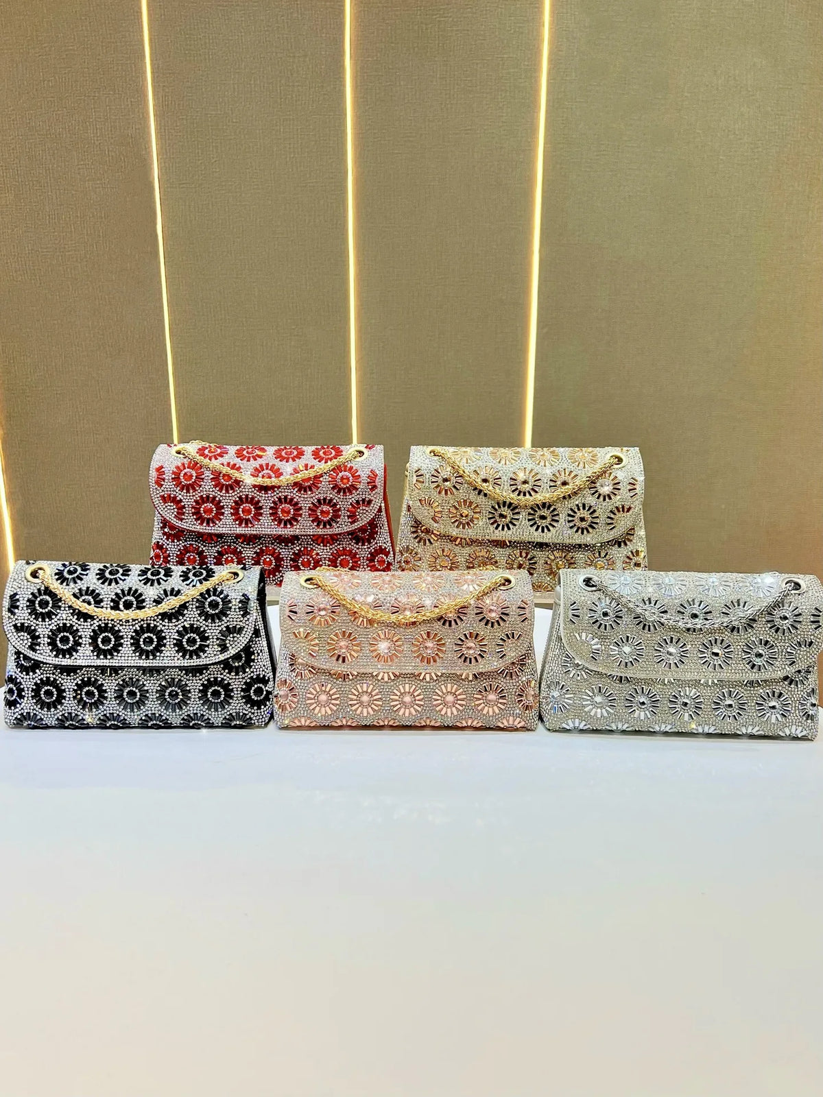 Full Rhinestone Square Shoulder Messenger Bag for Women