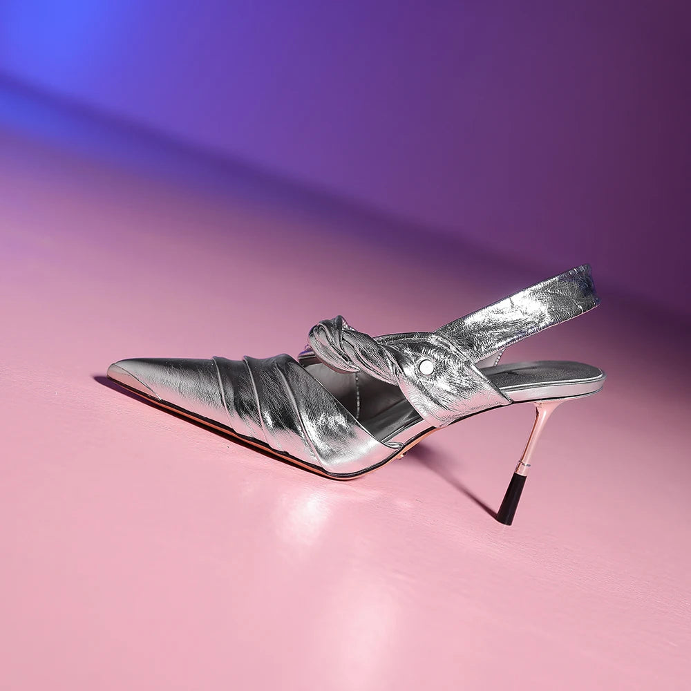 Elegant Real Leather Narrow Band Sandals for Women