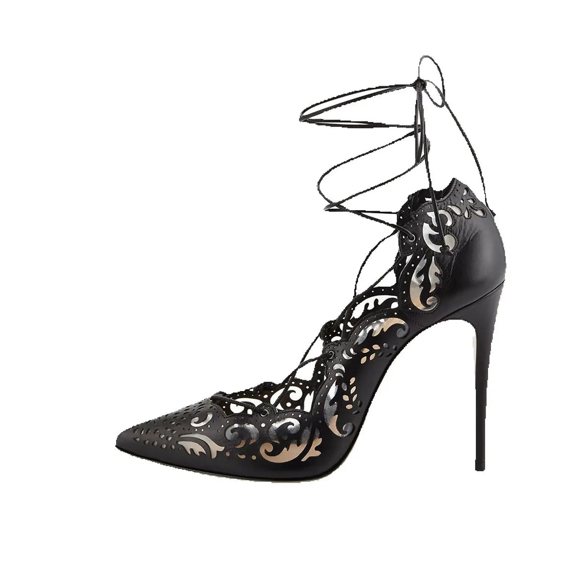 Pointed Toe Lace-Up Thin High Heel Pumps for Women