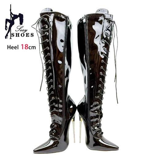 Patent Leather Pointed Toe Boots