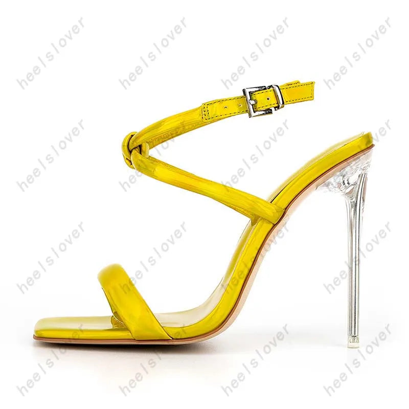 Square Toe Buckle Strap Stiletto Party Sandals for Women