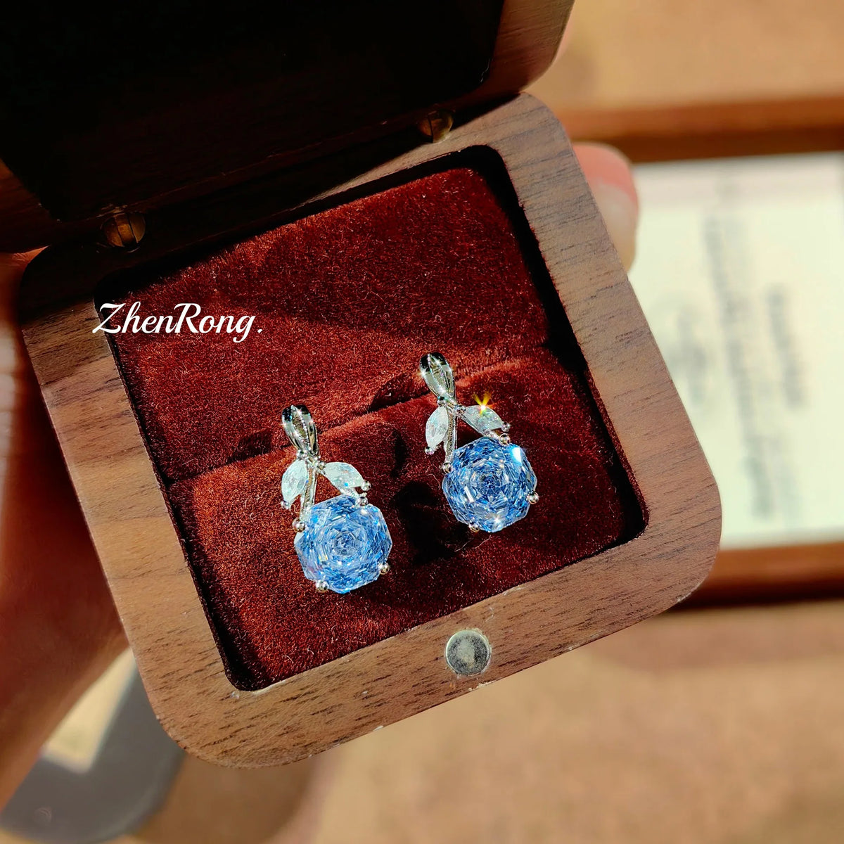 Rose Flower Cubic Zirconia Pendant Jewelry Set for Women