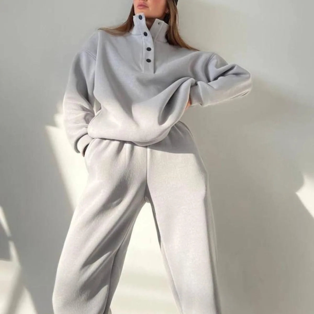 Oversized Warm Casual Hoodie and Long Pants Set for Women