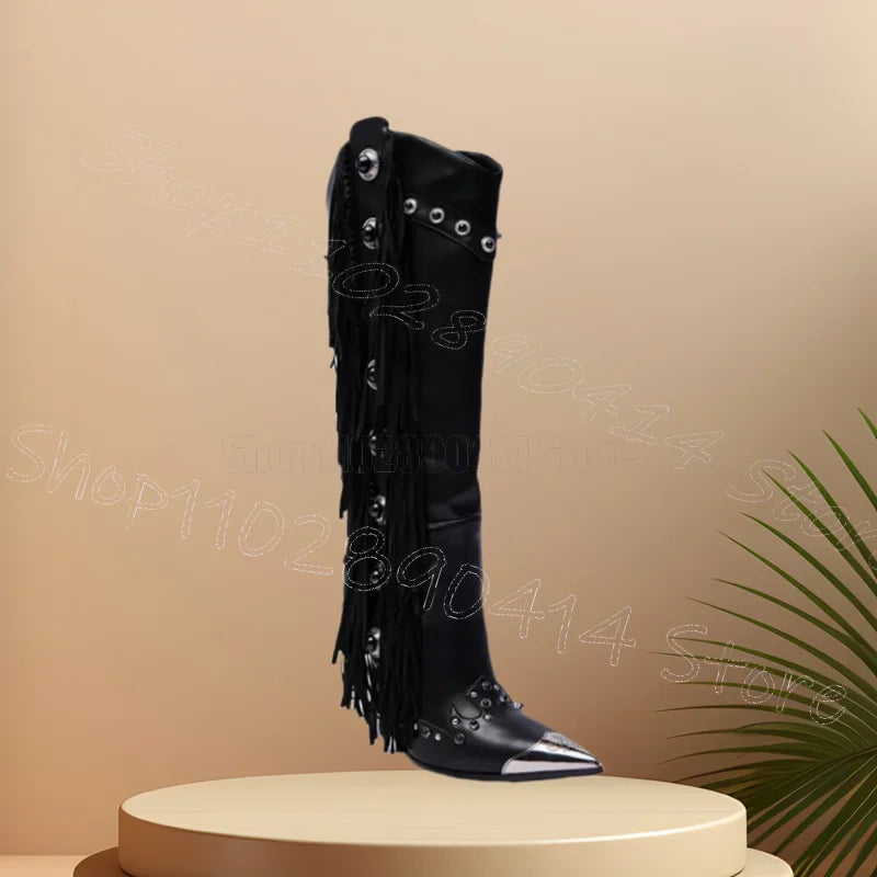 Pointed Toe Side Zipper Boots With Thin Heel for Women