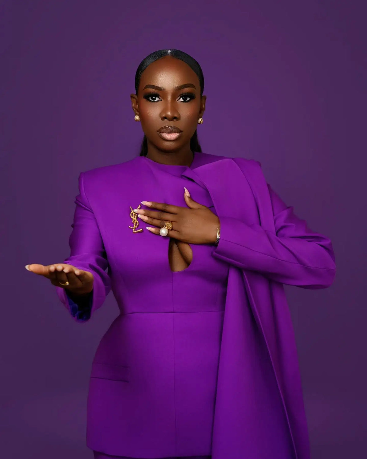 Purple Cotton Jersey Blazer Two Piece Set for Women
