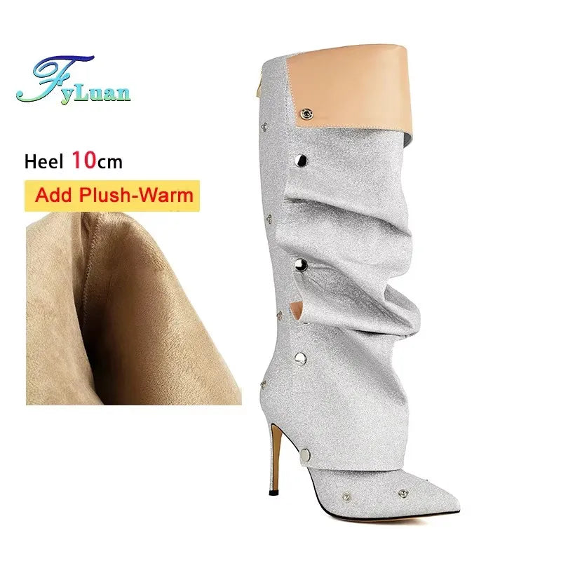 Pointed Toe Stiletto Zipper Ankle Boots