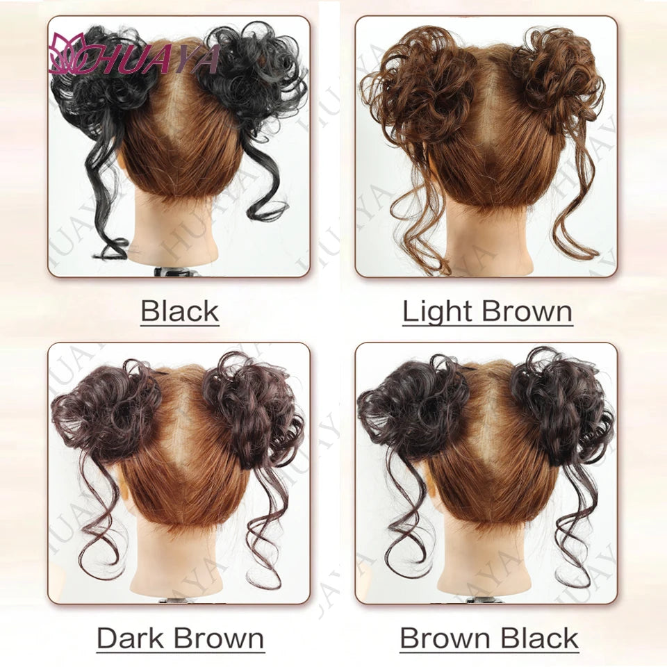 Double Pack Messy Synthetic Curly Hair Bun Wrap For Women