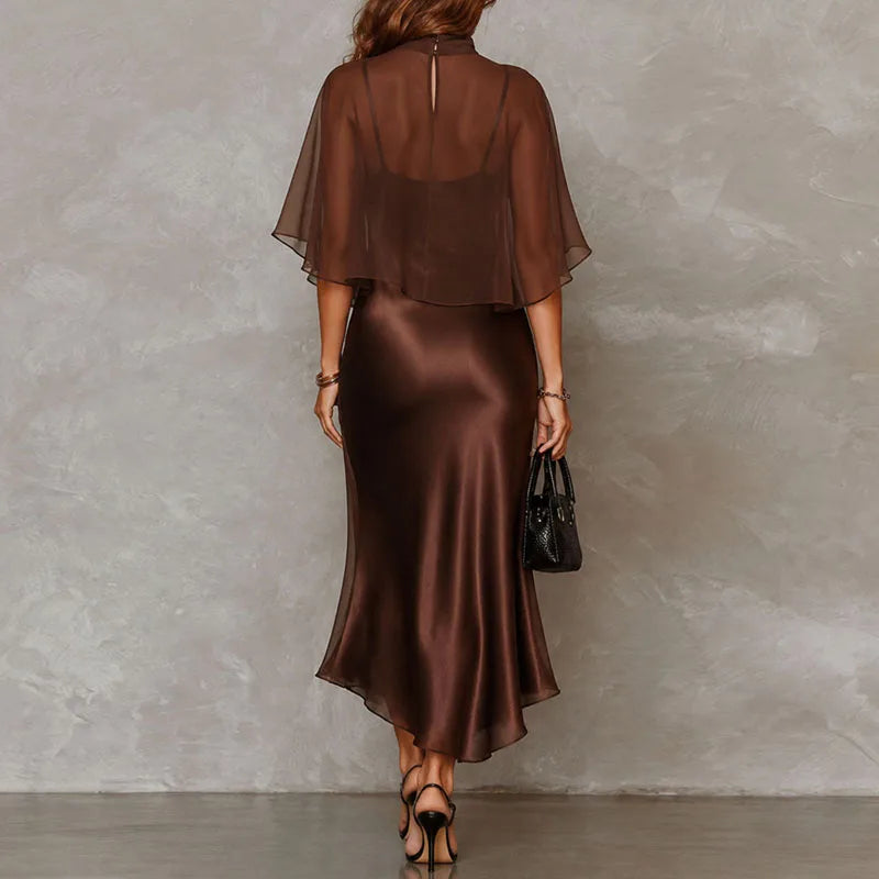 Elegant Chiffon Mesh Top and Mermaid Skirt Set for Women