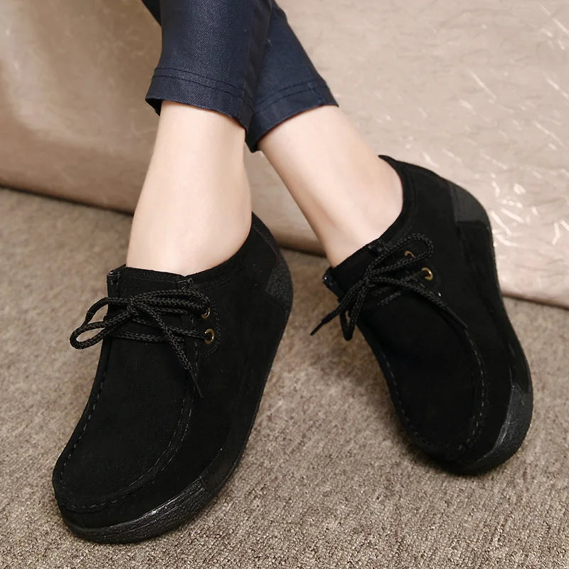 Lace Up Leather Platform Loafers
