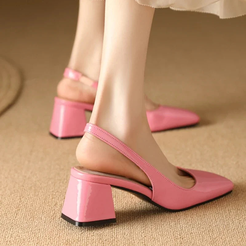 Elegant Bright Green Patent Leather Slingback Pumps for Women