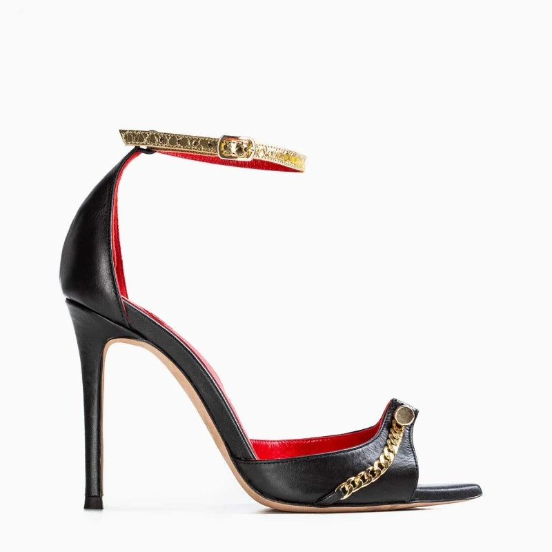Metal Decoration Pointed Toe High Heel Sandals for Women