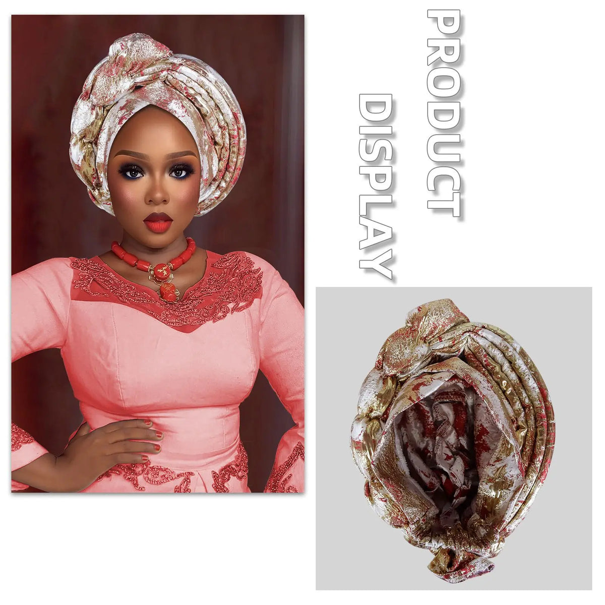 African Wedding Gele Turban Head Wrap Hat for Women