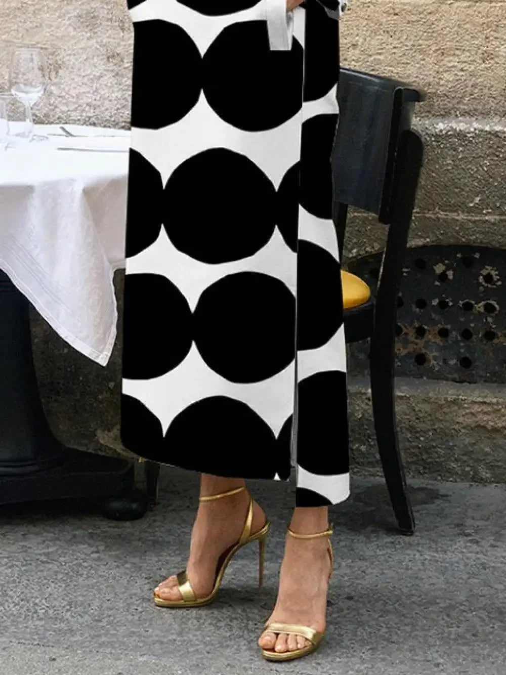 UOOZEE Women Polka-Dot Split-side Stand Collar H-line Shirts Dress 2024 New Autumn Long Sleeves Elegant Evening Maxi Dresses