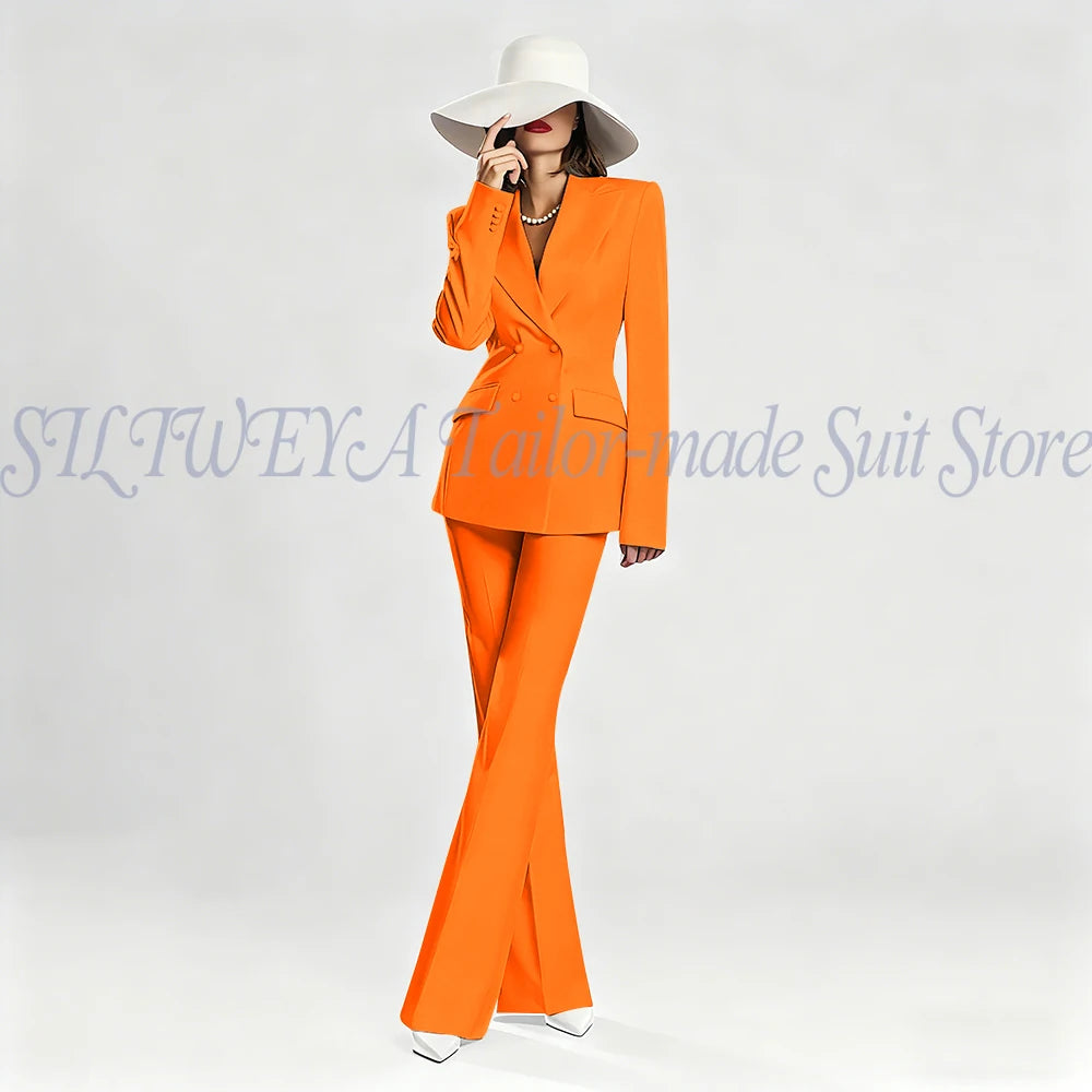 Slim Fit Double Breasted Blazer Suit Set for Women