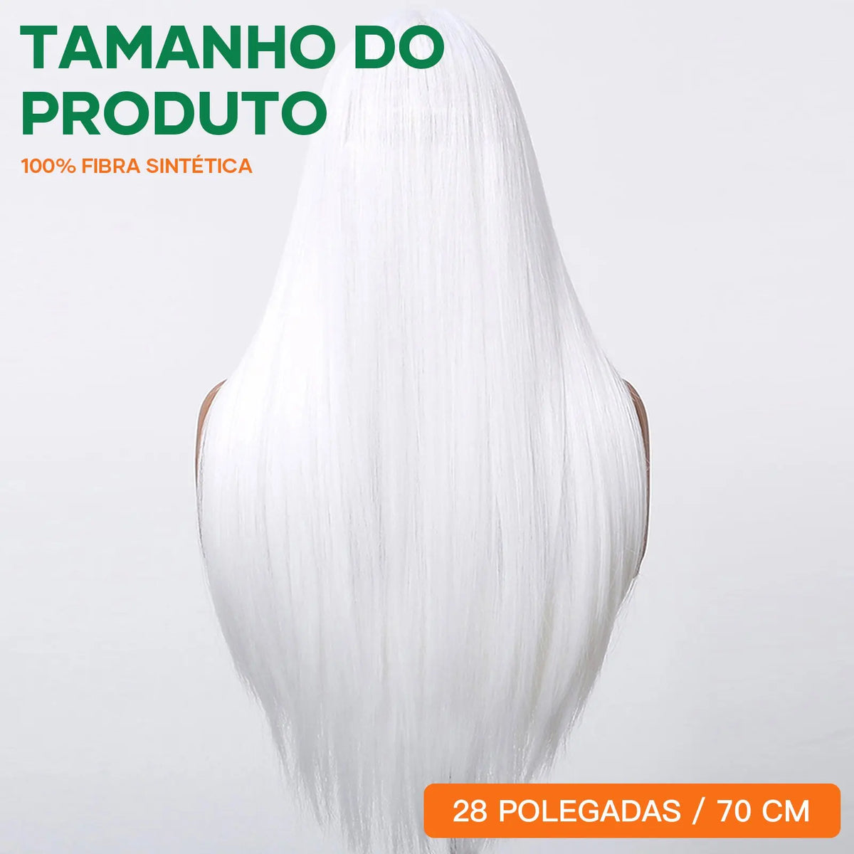 Long Straight White Synthetic Wig With Center Part for Women