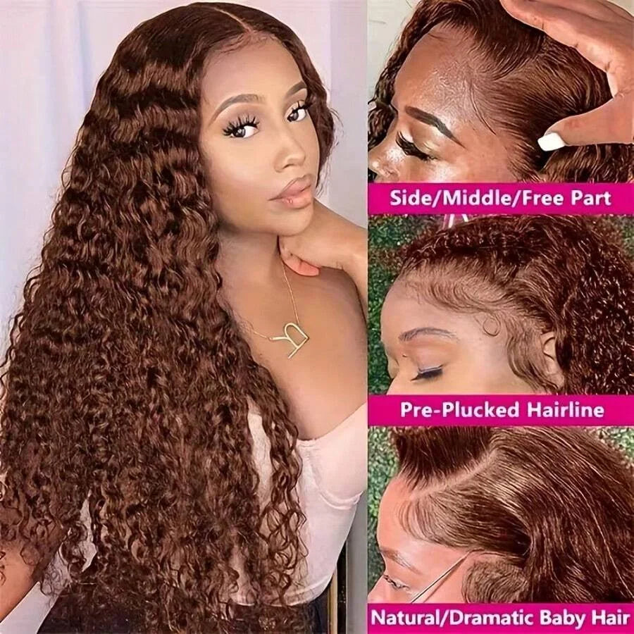 Chocolate Brown Deep Wave Lace Front Wig for Women