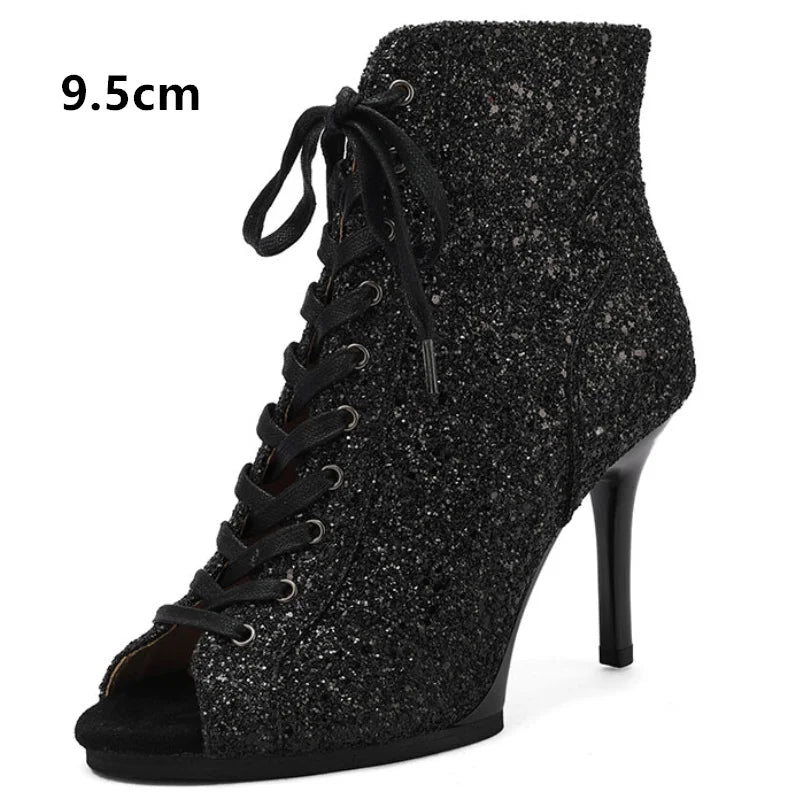 Peep Toe High Heel Zipper Ankle Boots