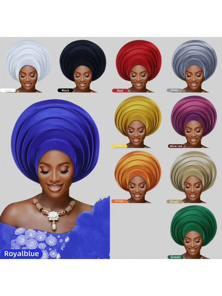African Wedding Gele Turban Head Wrap Cap for Women