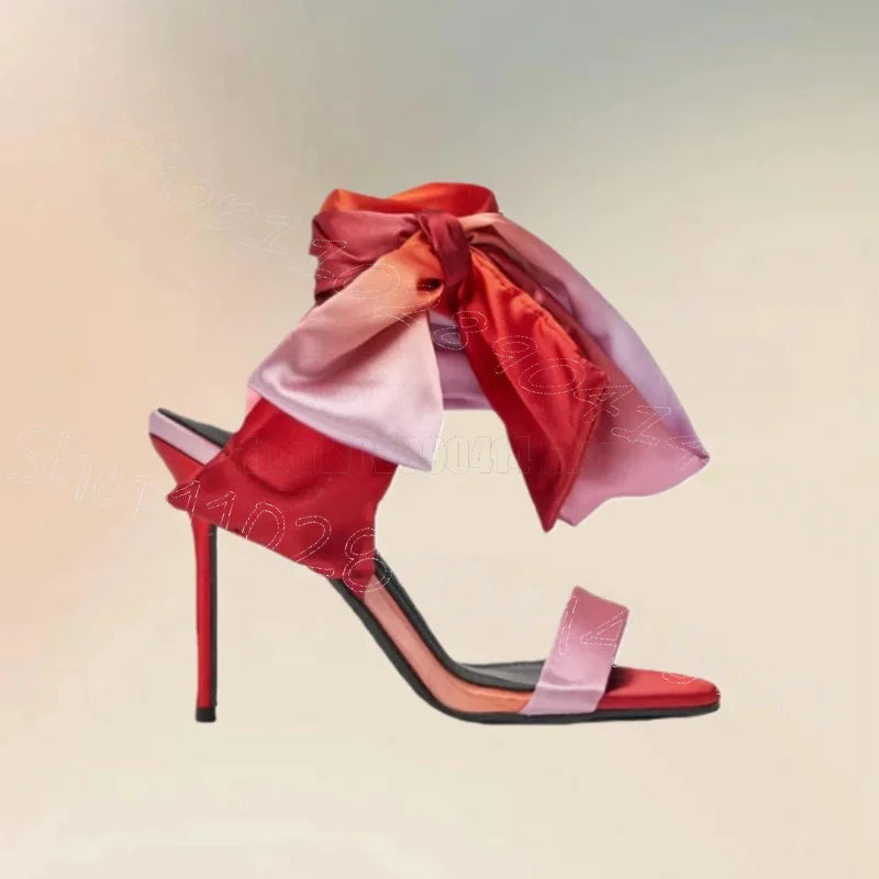 Gradient Silk Open Toe Twine Lace-Up Sandals for Women