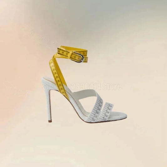Elegant Striped Open Toe Buckle Sandals