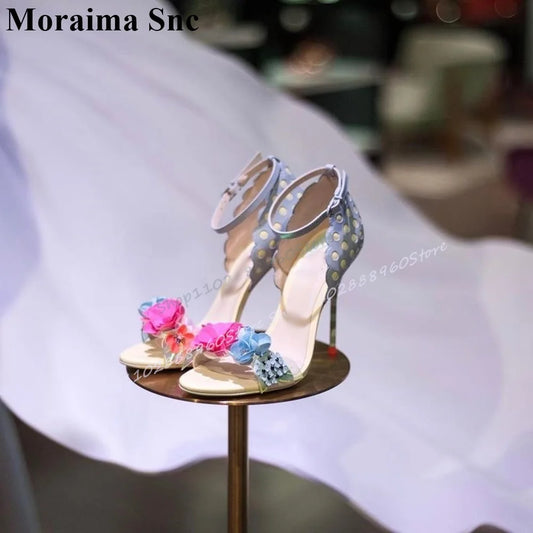 Sequin Flower Open Toe Platform Sandals